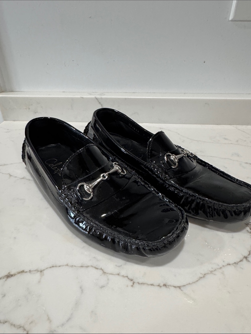 Cole Haan Black Patent Leather Bit Loafers